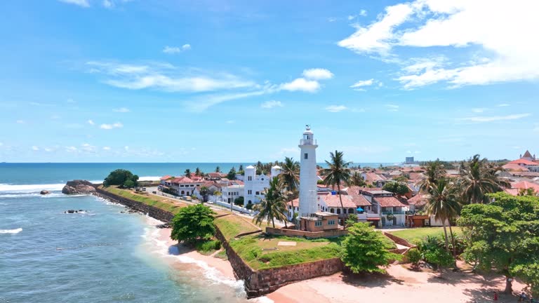 Aerial view of beautiful Galle fort and lighthouse, Southern Province, Sri Lanka